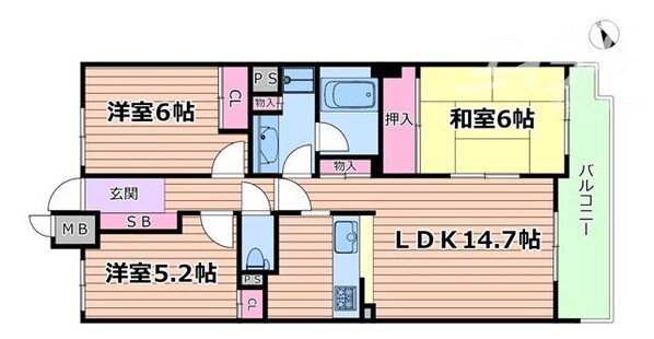 万博記念公園駅 徒歩13分 6階の物件間取画像